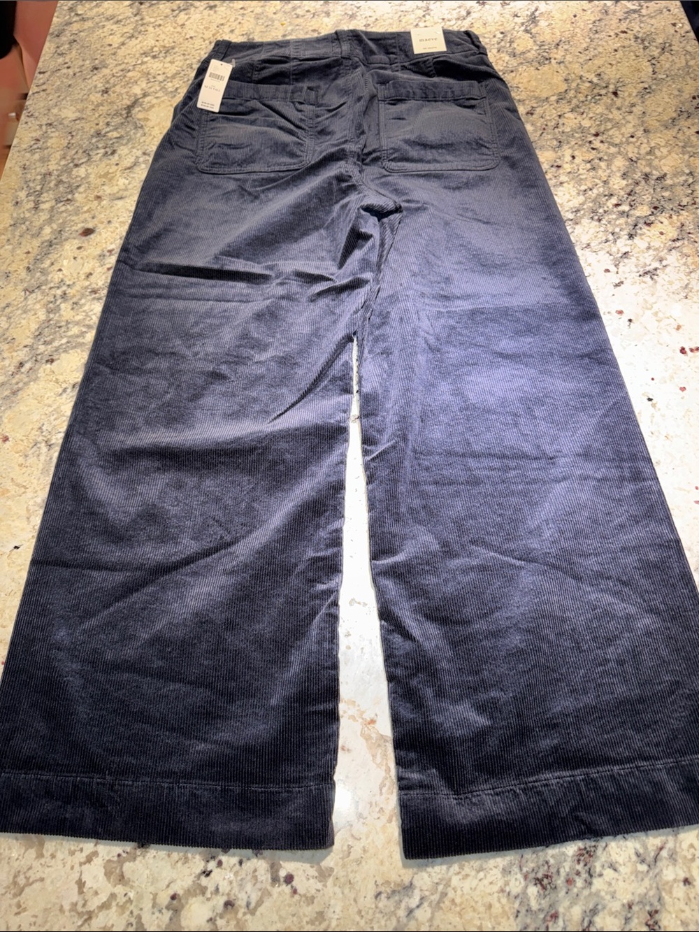 Maeve The Colette Wide Leg Corduroy Pants in Navy Blue
